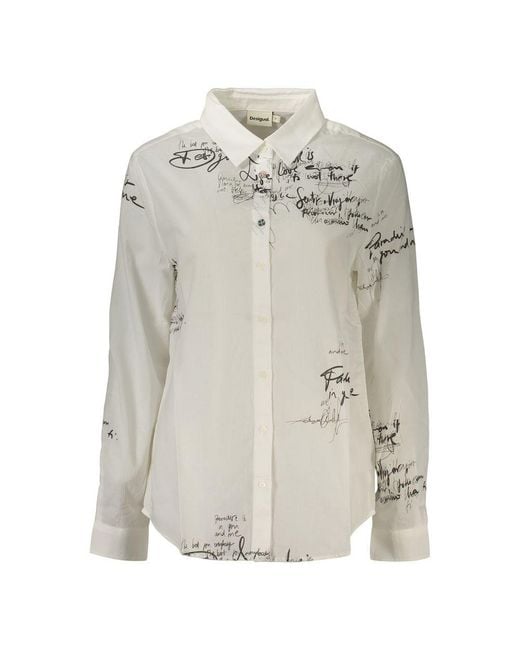 Desigual Gray White Cotton 's Shirt