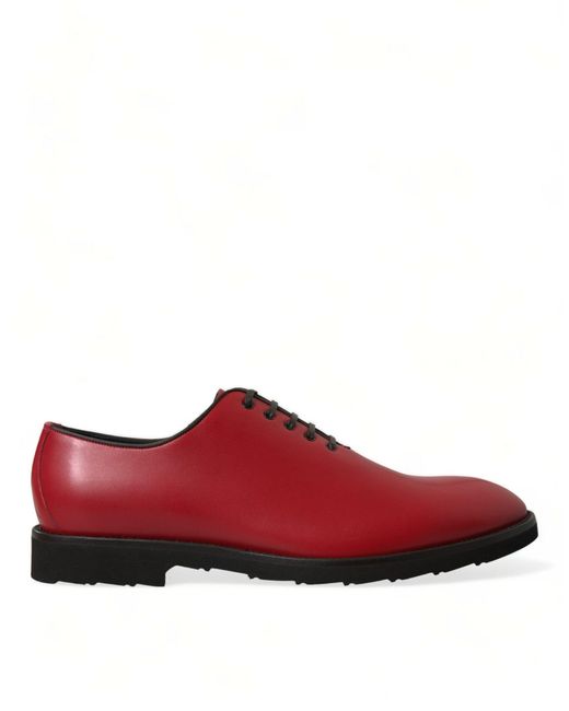 Dolce & Gabbana Red Leather Lace Up Oxford Men Dress Shoes for men