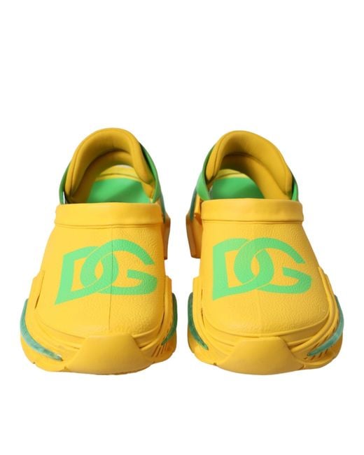 Dolce & Gabbana Yellow Green Rubber Clogs Men Slippers Men Shoes for men