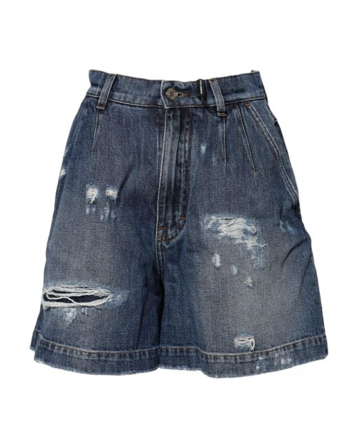 Dolce & Gabbana Blue Distressed Denim Shorts