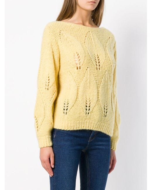 MiH Jeans Yellow Lacey Leaf Knit Sweater
