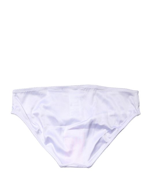 Dolce & Gabbana Blue White Silk Stretch Mid Waist Brief Panty Underwear