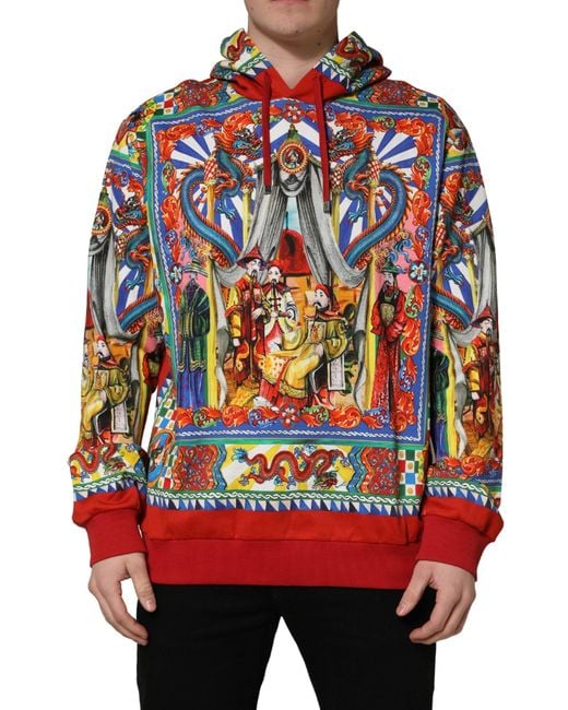 Dolce & Gabbana Red Glamzilla Hooded Sweatshirt Sweater Cotton Clothing for men