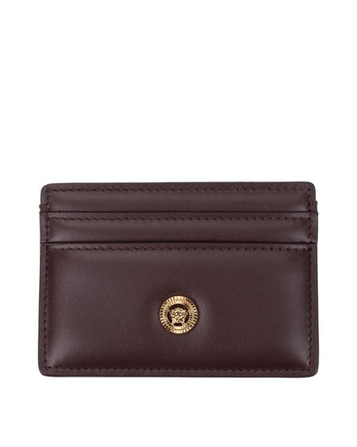 Versace Purple Brown Leather Cardholder for men