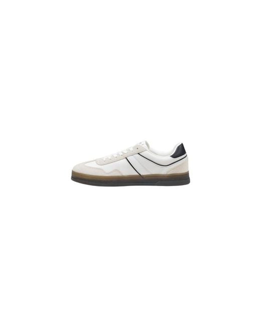 Tommy Hilfiger White Black Leather Low Top Sneakers for men