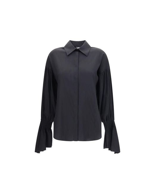 Ella Blue Black Silk Blouse