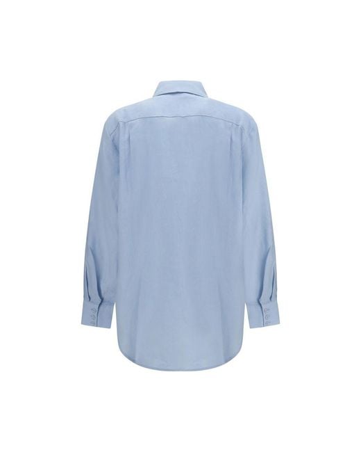 ALÉMAIS Blue Linen Pattern Shirt