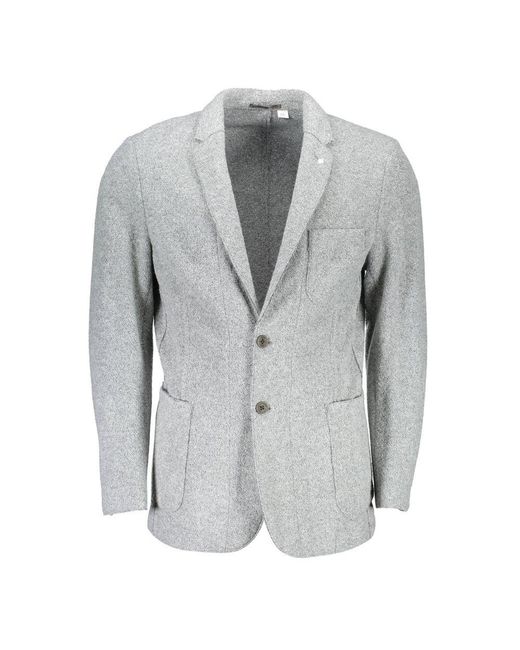 Gant Gray Ele Long-Sleeved Wool Blend Jacket for men