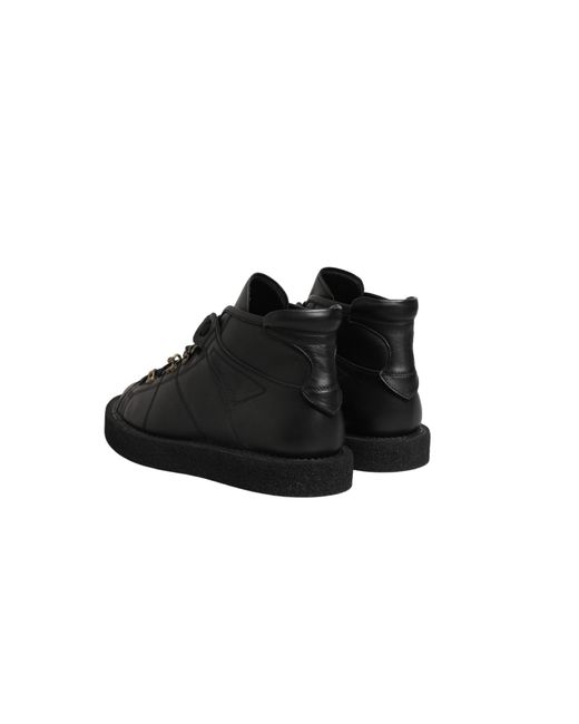 Dolce & Gabbana Black Leather Lace Up Ankle Boots Shoes Calf for men