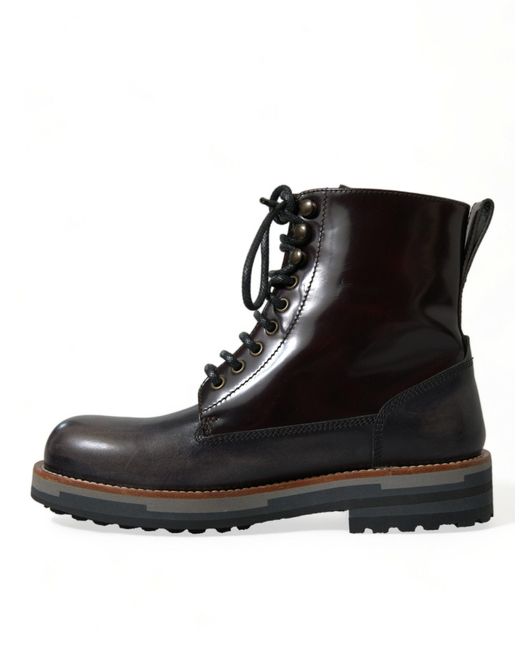 Dolce & Gabbana Black Chic Bi-Color Leather Mid Calf Boots for men