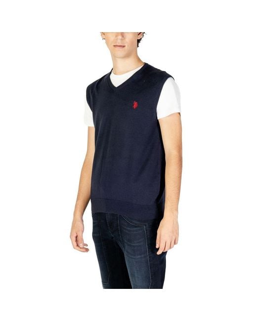 U.S. POLO ASSN. Blue Cotton Waistcoat for men