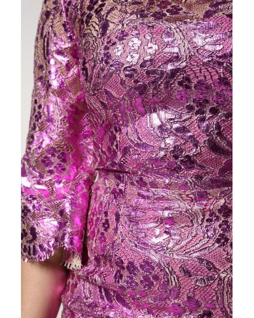 Dolce & Gabbana Purple Metallic Fuchsia Floral Sheath Mini Dress for men