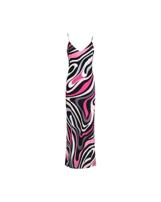 Emilio Pucci Red Marmo Print Long Dress