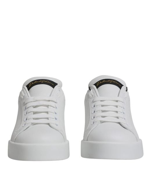 Dolce & Gabbana White Leather Classic Low Top Sneakers Shoes
