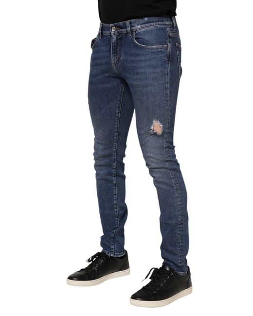 Dolce & Gabbana Blue Distressed Slim Jeans for men