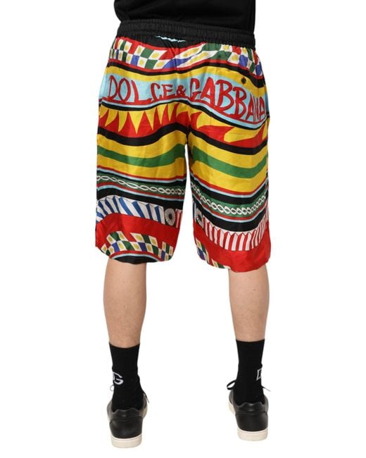 Dolce & Gabbana Multicolor Sicilian Carretto Shorts Swimwear for men