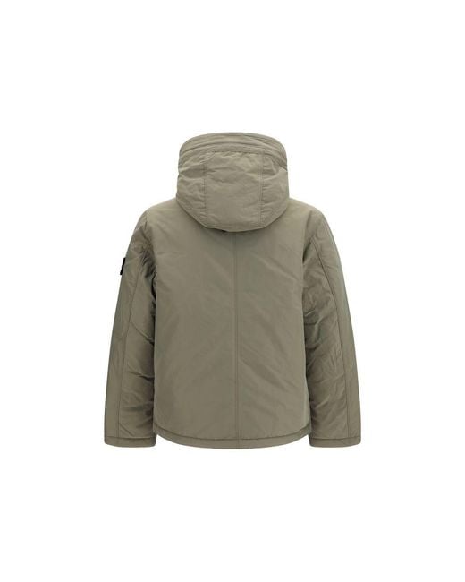 Stone Island Green Bicolor Polyester Shell Jacket for men