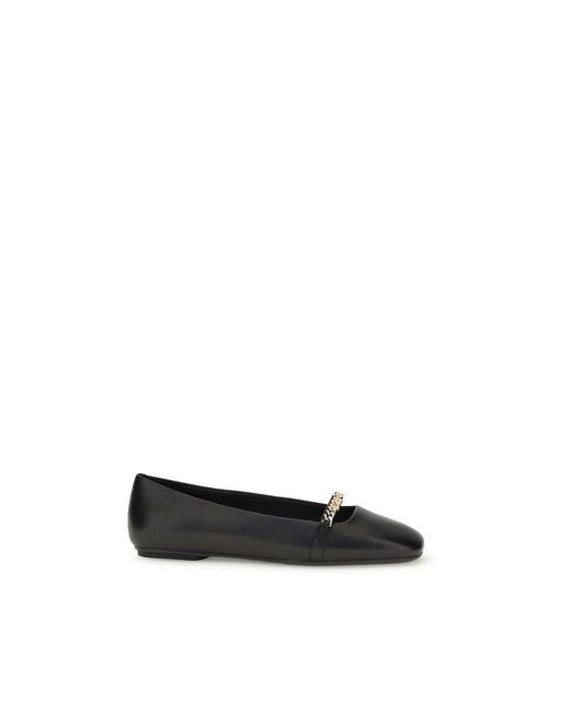 Pinko Black Calf Leather Bos Taurus Ballet Flats