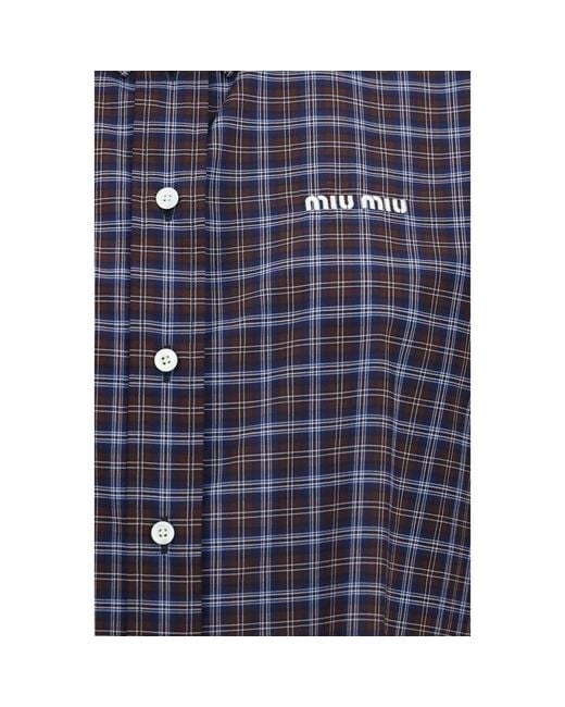 Miu Miu Blue Multicolor Cotton Pattern Shirt