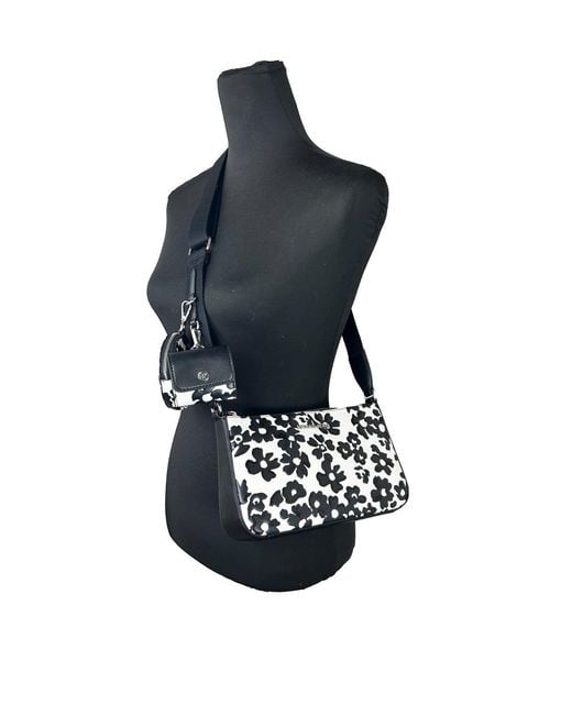 Michael Kors Black Floral Crossbody Tech Attachment Bag Purse