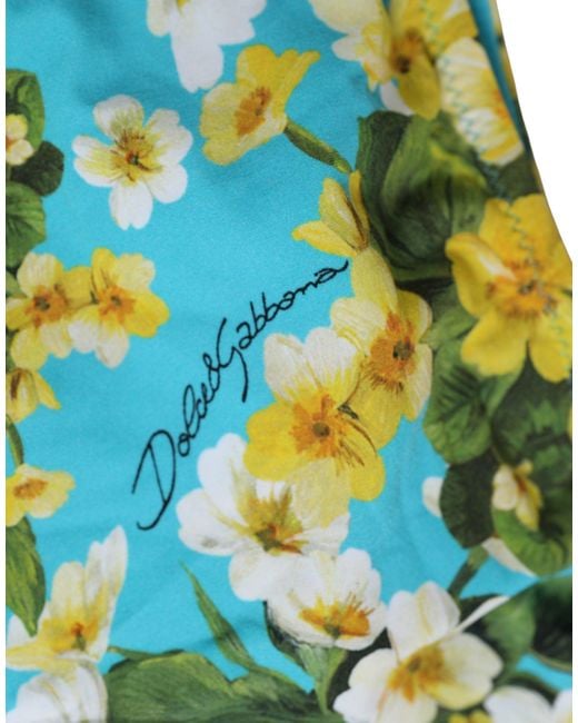 Dolce & Gabbana Green Blue Floral Print Nylon Beachwear Bikini Bottom