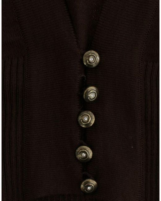 Roberto Cavalli Black Elegant Virgin Woo Cropped Cardigan