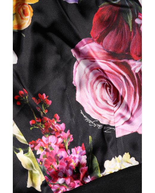 Dolce & Gabbana Red Floral Legging Stretch Waist Pants