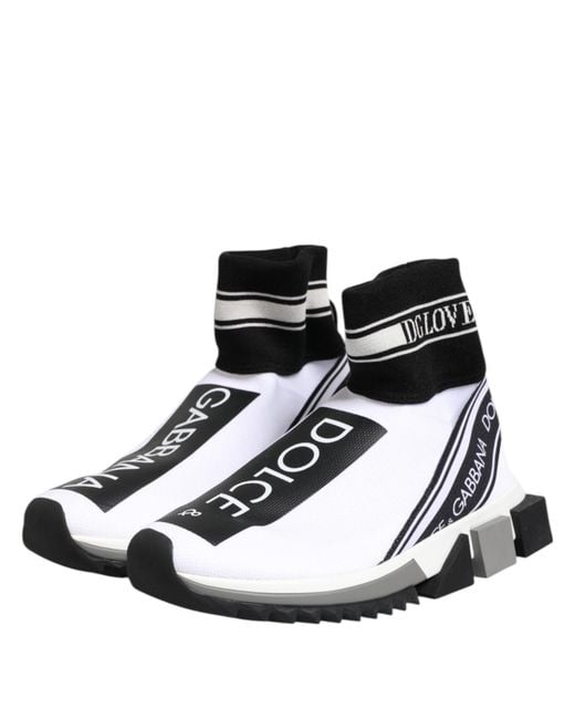 Dolce & Gabbana White Sock Sneaker Logo Detail