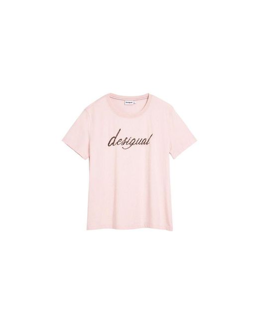 Desigual Pink Cotton T-Shirt