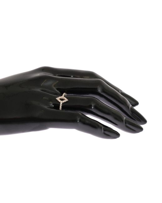 Nialaya Black Silver Rhombus S Clear Cz 925 Silver Ring