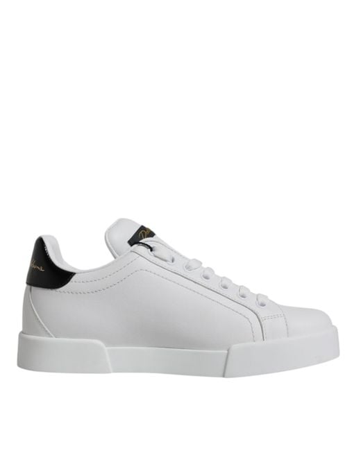 Dolce & Gabbana White Leather Classic Low Top Sneakers Shoes