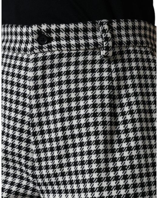 Dolce & Gabbana Gray Houndstooth Cropped Wide Leg Pants