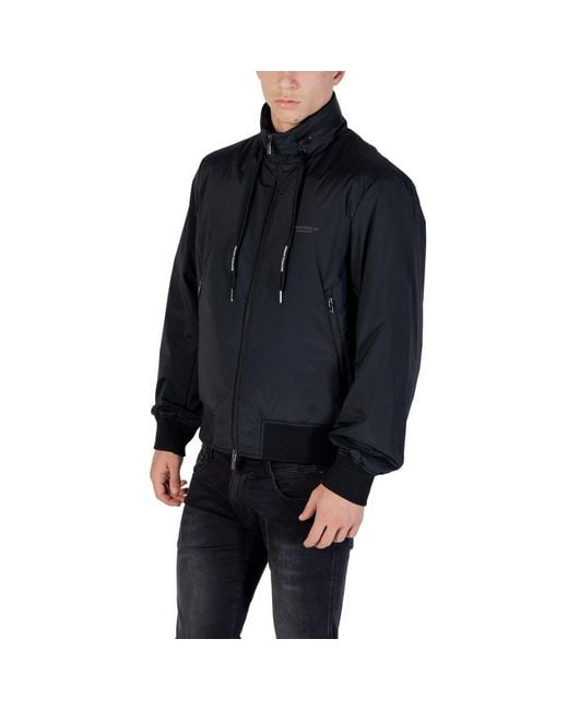 ARMANI EXCHANGE Blue Black Polyamide Bomber for men