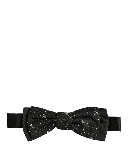 Dolce & Gabbana Men Black Dg Polka Dot Adjustable Neck Papillon Bow Tie for men
