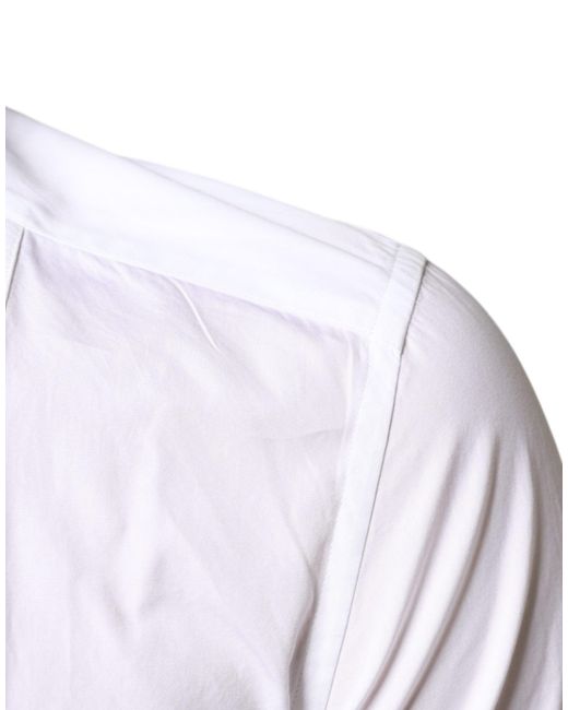 Dolce & Gabbana White Bib Cotton Poplin Formal Dress Shirt for men