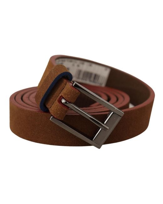 Dolce & Gabbana Brown Chic Suede Belt With Logo Engraved Buckle
