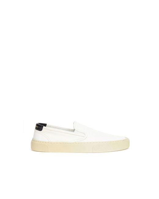Saint Laurent Natural White Cotton Low Top Sneakers