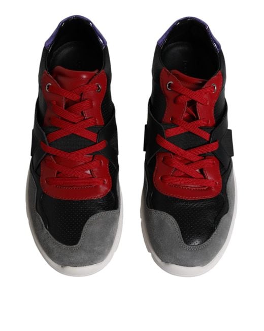 Dolce & Gabbana Multicolor Leather Suede Low Top Sneakers Shoes for men
