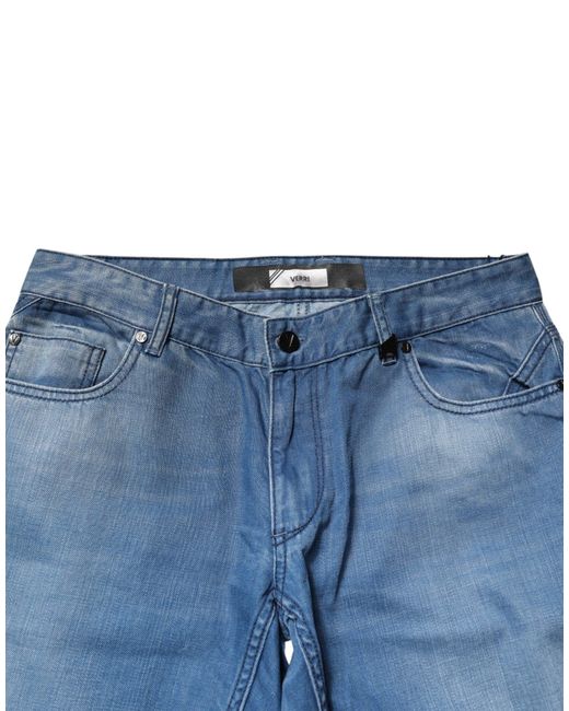 Verri Blue Washed Cotton Skinny Fit Men Denim Trouser Jeans for men