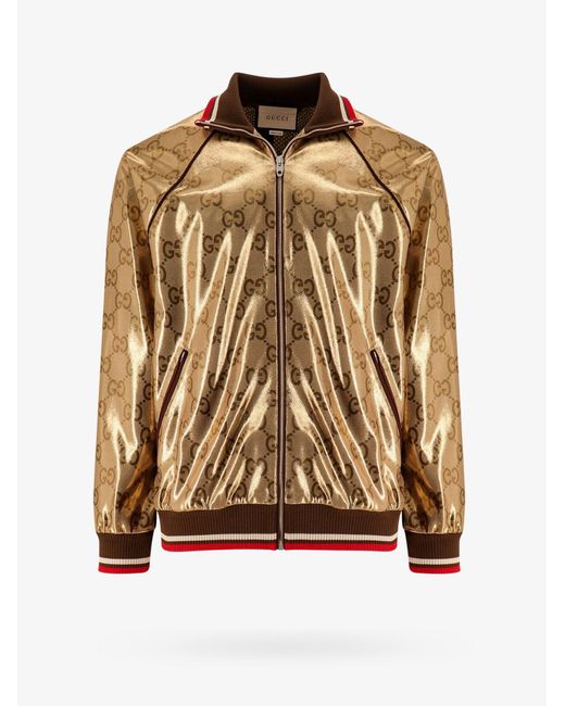 Gucci Closure With Zip Ribbed Profile Jackets in Metallic for Men | Lyst