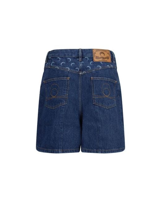 MARINE SERRE Blue Cotton Bermuda Shorts