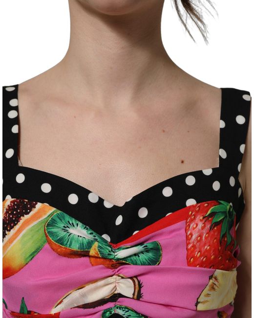 Dolce & Gabbana Multicolor Silk Cropped Bustier Corset Top Elastane