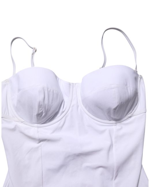 Dolce & Gabbana Gray White Padded Balconette One Piece Swimwear