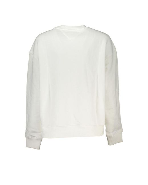 Tommy Hilfiger White Elegant Cotton Sweatshirt With Logo Embroidery