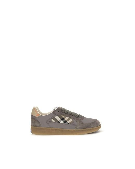 Burberry Gray Calf Leather Bos Taurus Low Top Sneakers for men