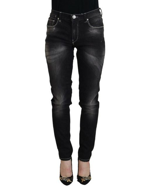 Acht Black Elegant Tapered Mid Waist Jeans