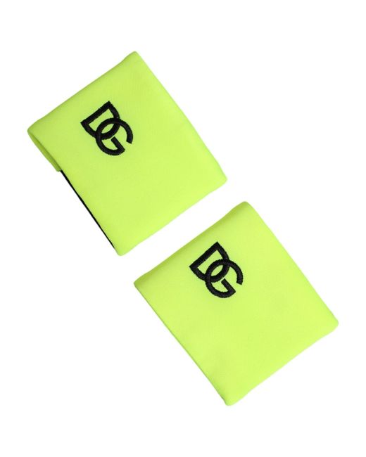 Dolce & Gabbana Yellow Green Dg Logo Polyester 1 Pair Wristband for men