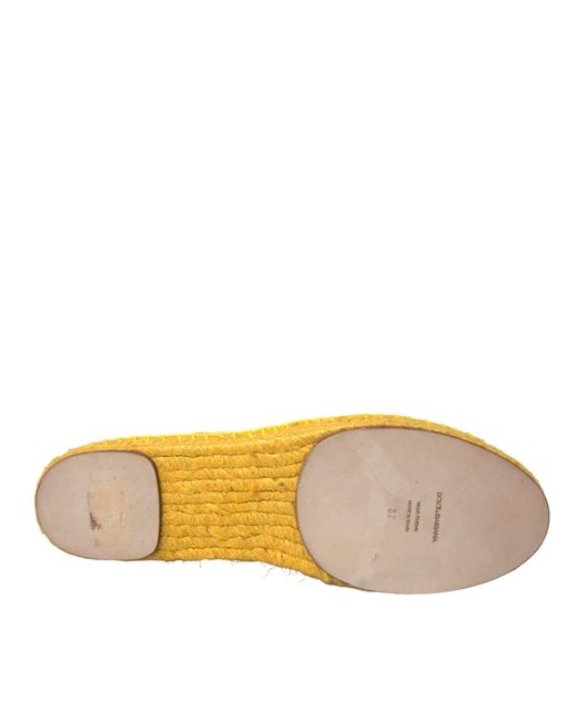 Dolce & Gabbana Yellow Taormina Lace Espadrille Loafers Flats Shoes