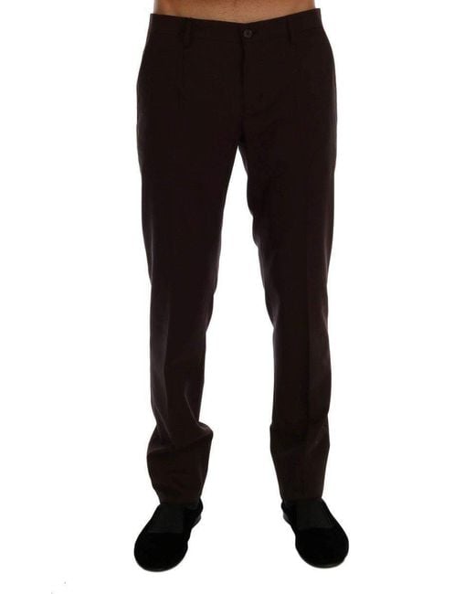 Dolce & Gabbana Black Wool Stretch Formal Pants for men