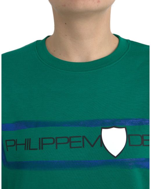 Philippe Model Green Cotton Logo Print Long Sleeves Pullover Sweater